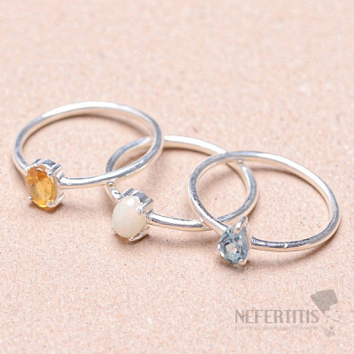 Set of silver rings opal, citrine and topaz Ag 925 17634