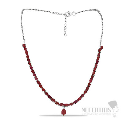 Silver necklace with cut rubies Ag 925 015177 RB