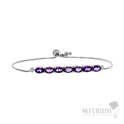 Silver bracelet with African amethysts Ag 925 015955 AFAM