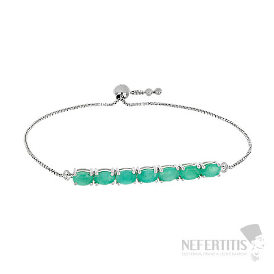 Silver bracelet with cut emeralds Ag 925 015955 EM