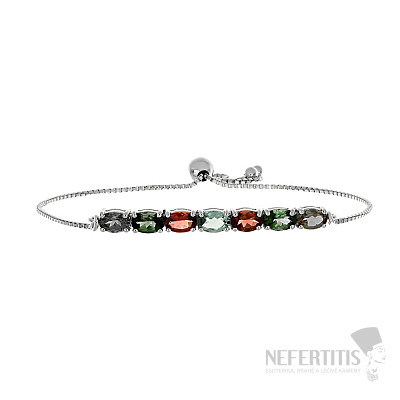 Silver bracelet with multi-colored tourmalines Ag 925 015955 MT