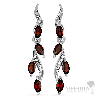 Silver earrings with cut garnets and zircons Ag 925 022211 GT