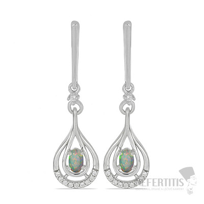 Silver earrings with Ethiopian opals and zircons Ag 925 025929 ETOP