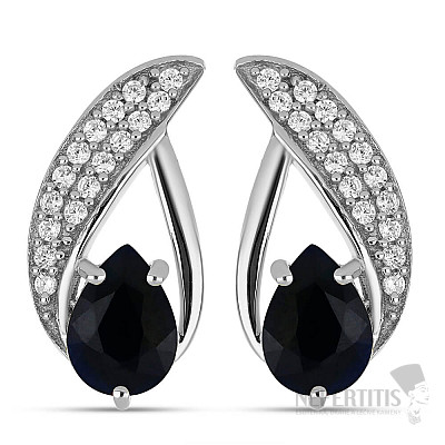 Silver earrings with cut blue sapphires and zircons Ag 925 043304 SAF