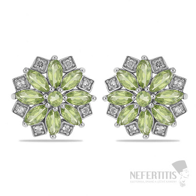 Silver earrings with cut olivines and zircons Ag 925 08787 PD