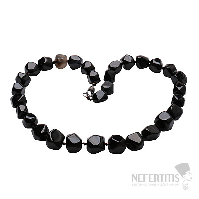 Black agate necklace made of large nuggets