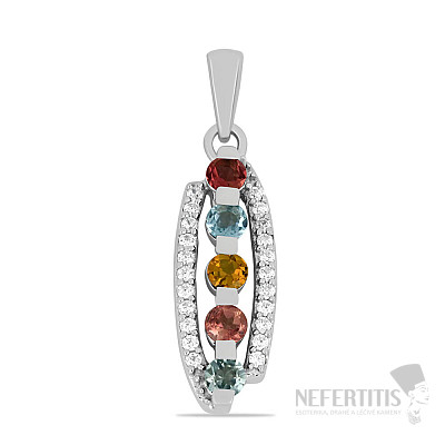 Silver pendant with multi-colored tourmalines and zircons Ag 925 014295 MT