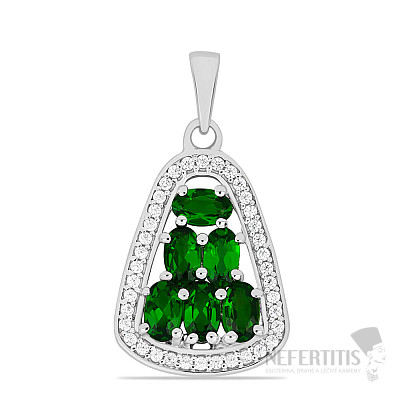 Silver pendant with cut chrome diopsides and zircons Ag 925 029355 DIO