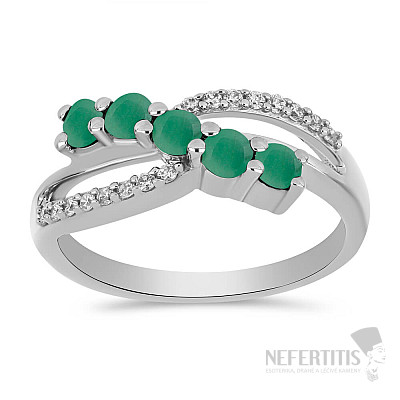 Silver ring with cut emerald and zircons Ag 925 026296 EM