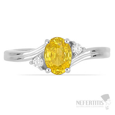 Silver ring with cut yellow sapphire and zircon Ag 925 026295 YS