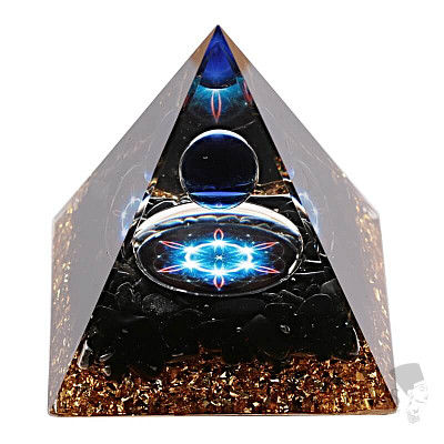 Orgonit pyramída s obsidiánom 6,2 cm