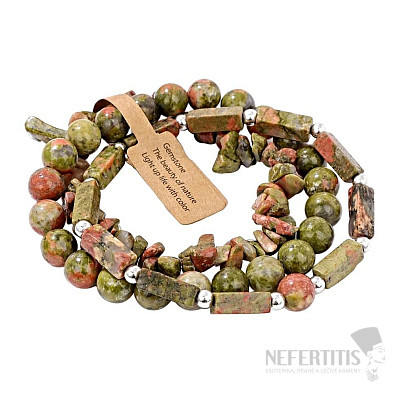 Set of three unakite bracelets