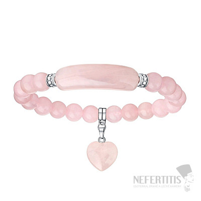 Rose quartz bracelet with a heart