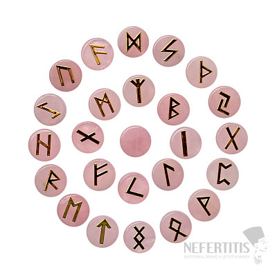 A set of runestones made of Rose quartz