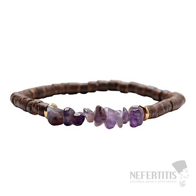 Amethyst and coconut bracelet