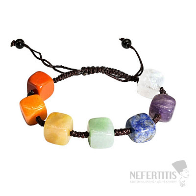 Chakra bracelet with string pull-down Cubes