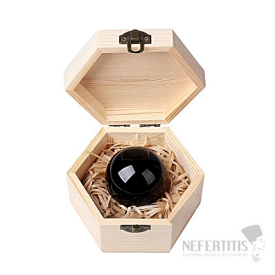 Black obsidian balls in a gift box