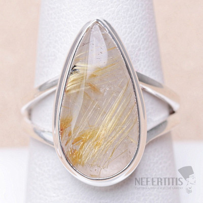 Sagenite crystal with rutile ring silver Ag 925 R864