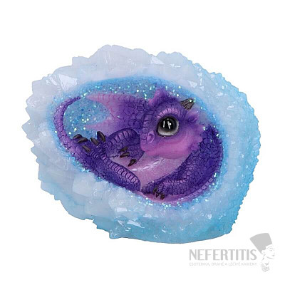 Glowing figurine Purple dragon in a geode nest