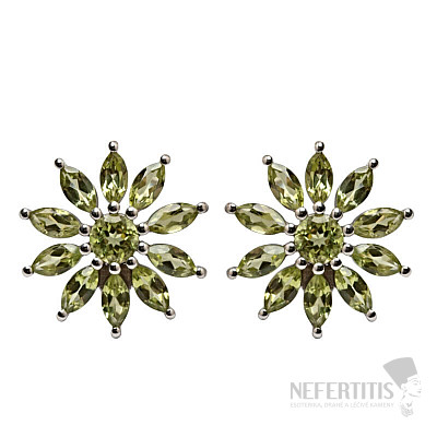 Silver earrings with cut olivines Ag 925 012889 PD