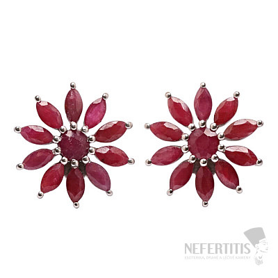 Silver earrings with cut rubies Ag 925 012889 RB