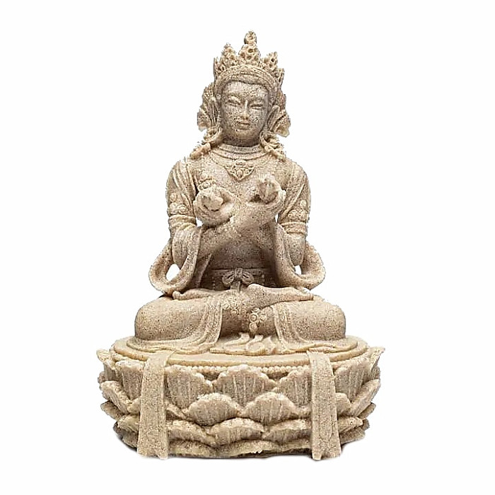 Buddha soška s dorje a zvonky barva béžová - výška cca 17 cm