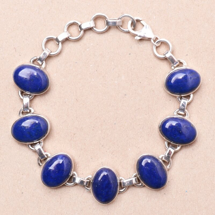 Lapis Lazuli náramek stříbro Ag 925 B195 - 16,5 - 19,5 cm, 22,7 g