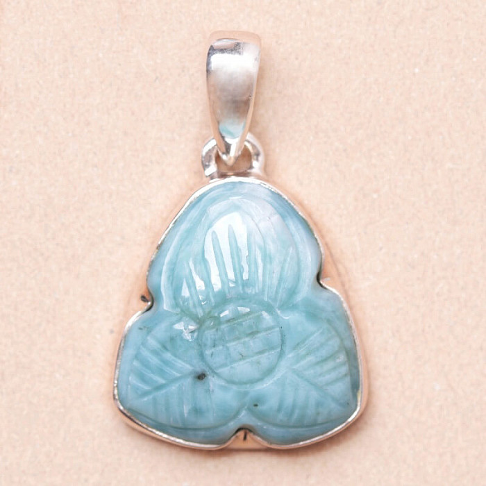 Larimar vyřezávaný přívěsek stříbro Ag 925 P30 - 2,4 cm, 8,3 g