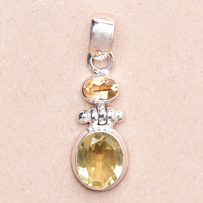 Topaz žlutý Lemon přívěsek stříbro Ag 925 82091 - 2,3 cm, 4,1 g