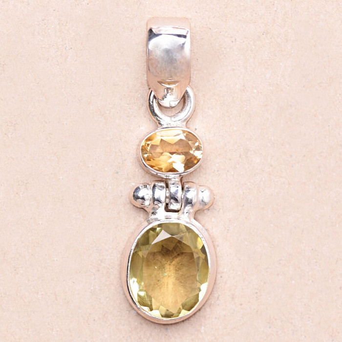 Topaz žlutý Lemon přívěsek stříbro Ag 925 82093 - 2,2 cm, 4,3 g