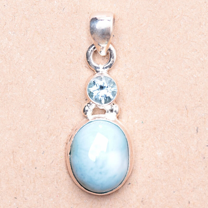 Larimar přívěsek stříbro Ag 925 85089 - 2 cm, 3,6 g