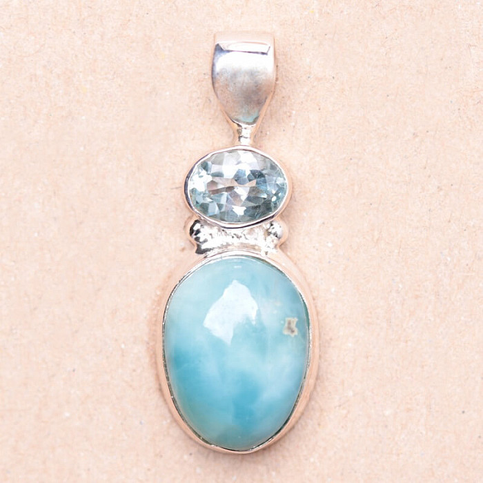 Larimar přívěsek stříbro Ag 925 85093 - 2,2 cm, 3,6 g