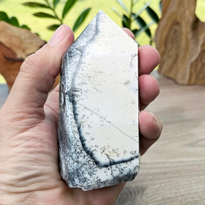 Opál dendritický (stromečkový) špice - obelisk 2 - cca 11 x 5,4 x 5,3 cm, 397 g