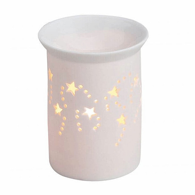 Moderní porcelánová aroma lampa Válec s hvězdičkami - výška cca 11 cm