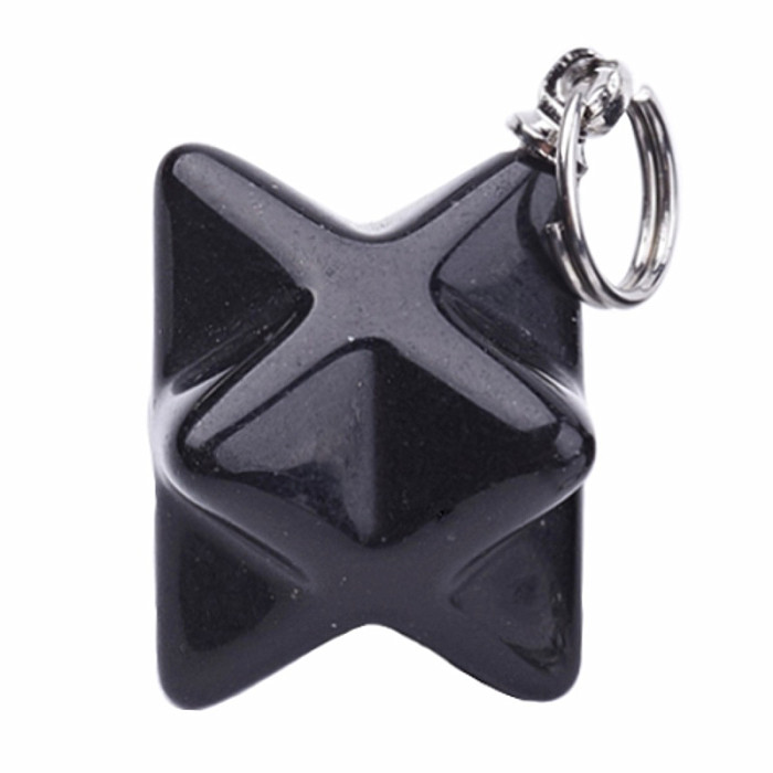 Obsidián černý přívěsek Merkaba hvězda - cca 2 cm