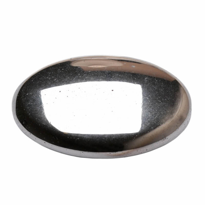 Hematit ovál masážní hmatka barvy stříbra - cca 4,4 cm