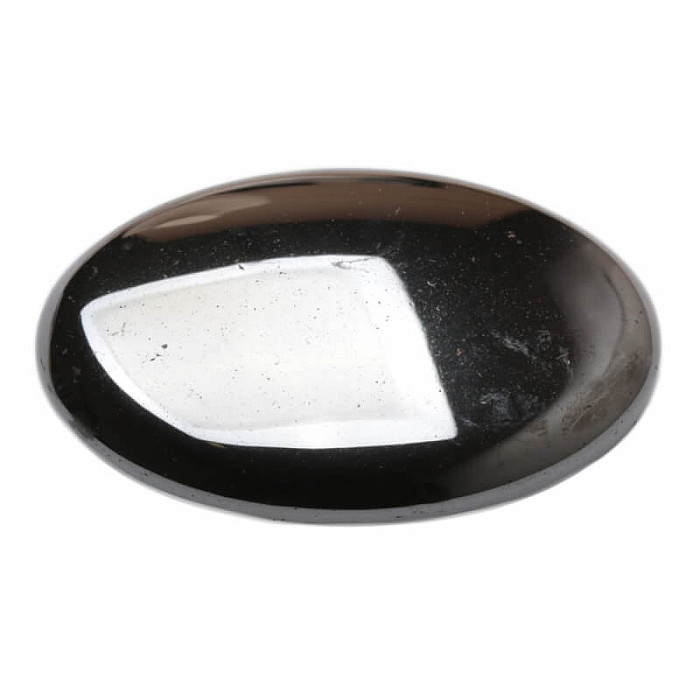 Hematit ovál masážní hmatka tmavě šedá - cca 4,4 cm