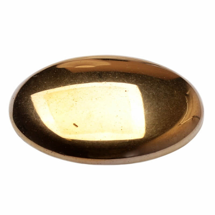 Hematit ovál masážní hmatka barvy zlata - cca 4,4 cm