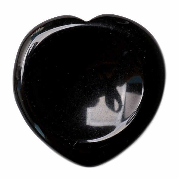 Obsidián černý masážní hmatka srdce - cca 4 cm