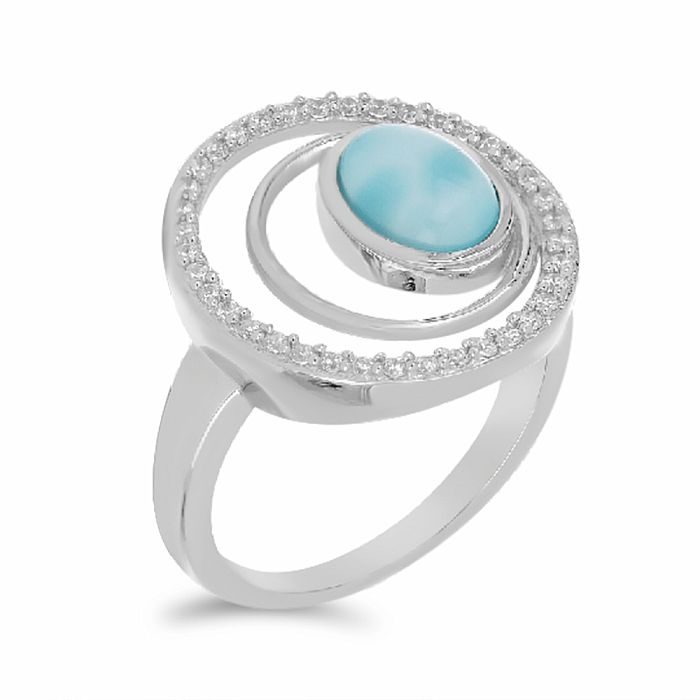 Larimar prsten stříbro  Ag 925 VR056015 - 52 mm (US 6), 4,6 g