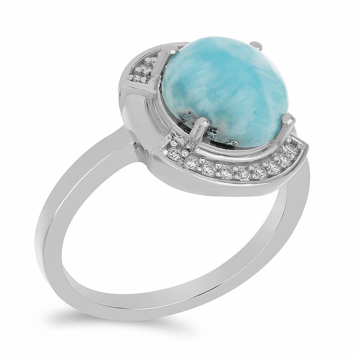 Larimar prsten stříbro  Ag 925 VR056013 - 57 mm (US 8), 5 g