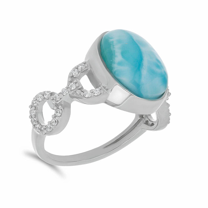 Larimar prsten stříbro  Ag 925 VR056016 - 52 mm (US 6), 4,7 g