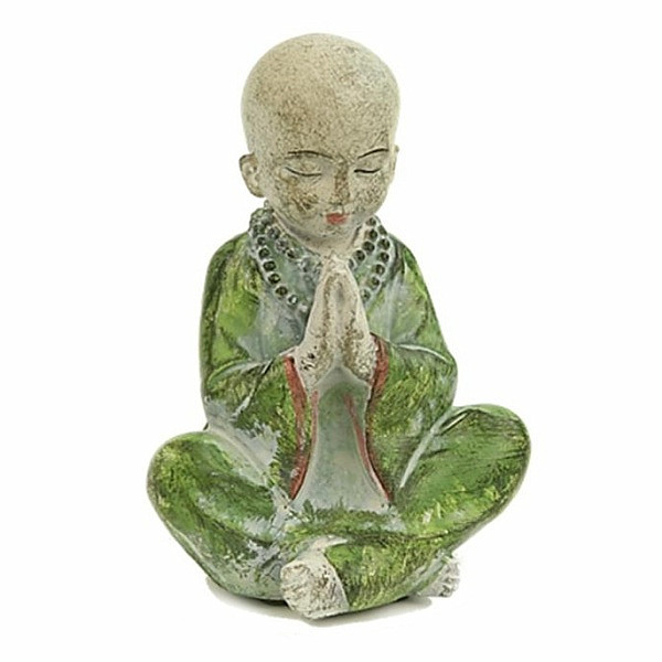 Buddhistický mnich soška modlícího se chlapce kolorovaná - 12 cm