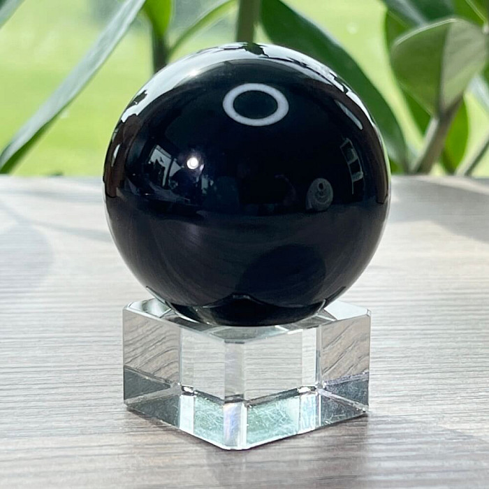 Obsidián černý nebeské oko koule Mexiko 2 - cca ø 4,4 cm, 108 g