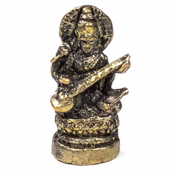 Feng Shui soška Saraswati mosaz miniatura - cca 3,5 cm