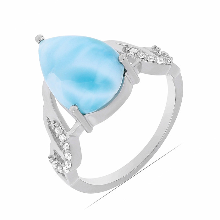 Larimar prsten stříbro  Ag 925 VR049758 - 57 mm (US 8), 3,7 g