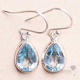 Topaz blue cut earrings silver Ag 925 LOT1