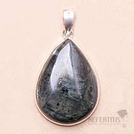 Larvikite black moonstone pendant silver Ag 925 P1018