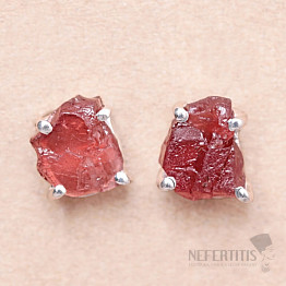 Garnet raw earrings silver Ag 925 E104