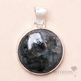 Larvikite black moonstone pendant silver Ag 925 P1045